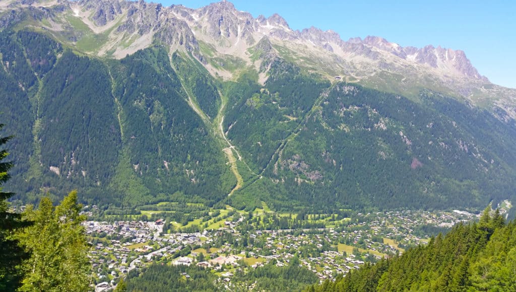 A view of Chamonix from the Montenvers train.