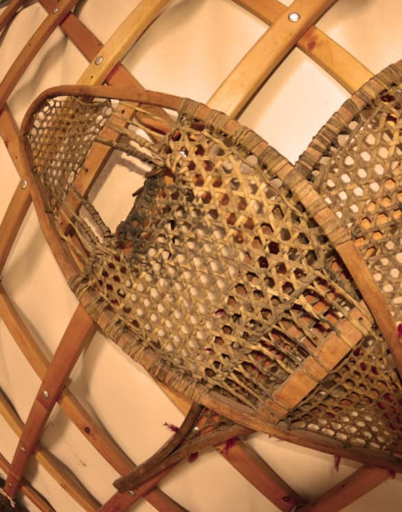 Snowshoes on display in the Yurt.