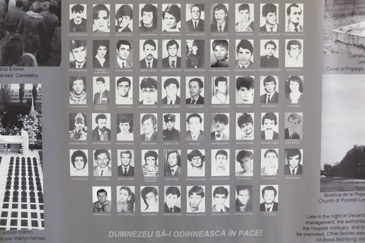 A montage of some of those killed in Timisoara in 1989 at the start of the Romanian revolution.